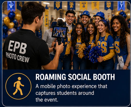 Roaming Booth setup styled for a Delaware event