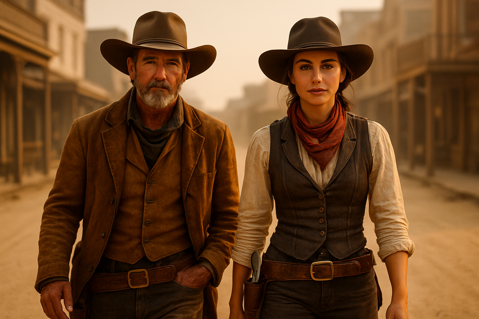 Western-themed wedding couple at a rustic venue