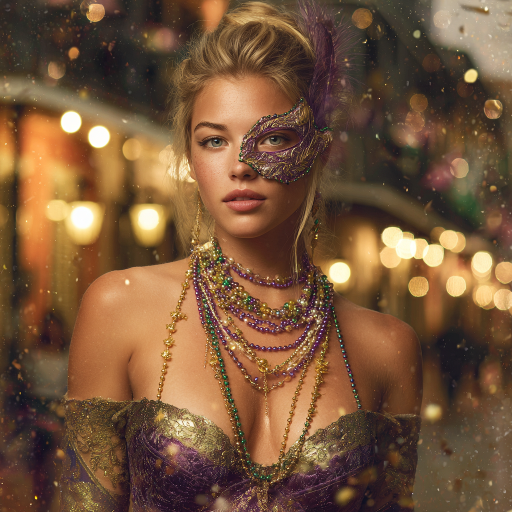 AI-generated Mardi Gras themed portrait experience